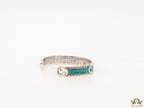Twin G motif malachite green bracelet in matt gold finish