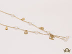 Rose Gold chain necklace with pearls and alphabet motifs