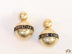 Gold plated lobe shape studs with alphabets