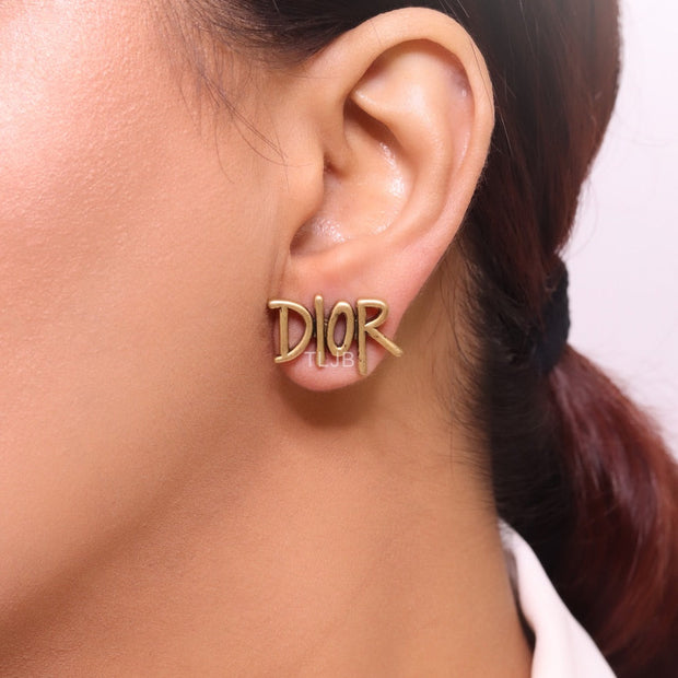 Rustic copper Alphabet C and D earrings