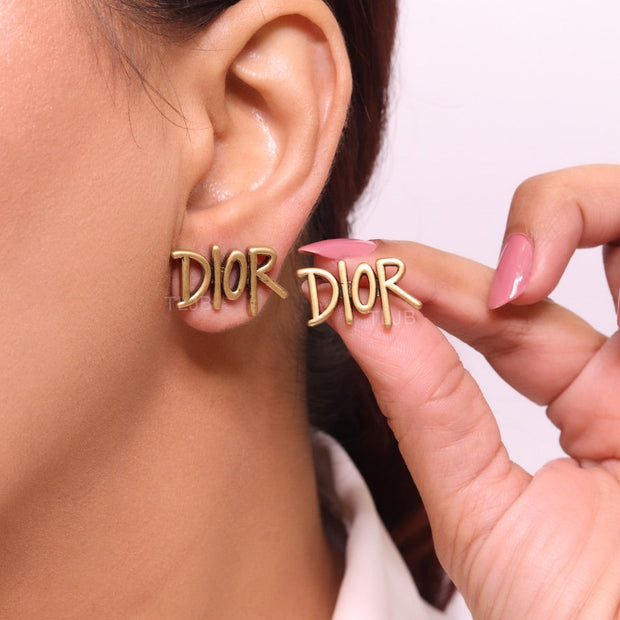Rustic copper Alphabet C and D earrings