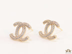 Gold plated twin C motif studs with cz