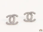 Platinum plated twin C motif studs with cz
