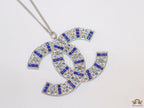 Platinum chain alphabet necklace with coloured cz