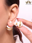 White pearls gold motif studs