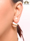 Pink and white pearls gold motif studs
