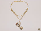 Dual link chain necklace with three in one pendant