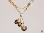 Dual link chain necklace with three in one pendant