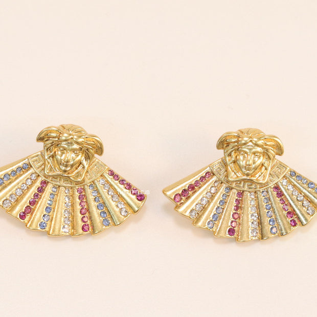Detachable Medusa earrings with multi cz design at back