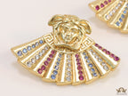 Detachable Medusa earrings with multi cz design at back