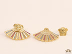 Detachable Medusa earrings with multi cz design at back