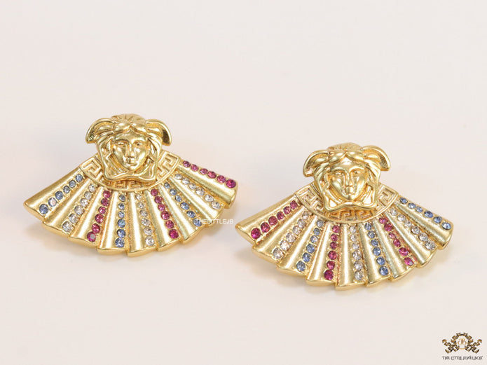 Detachable Medusa earrings with multi cz design at back
