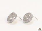 Round platinum studs lined with cz and twin C motif centre