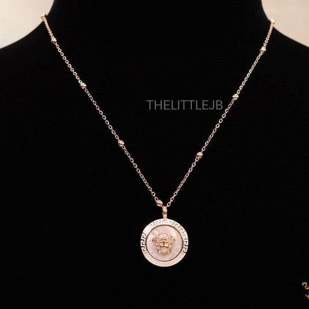 Gold plated Athena necklace with mother of pearl