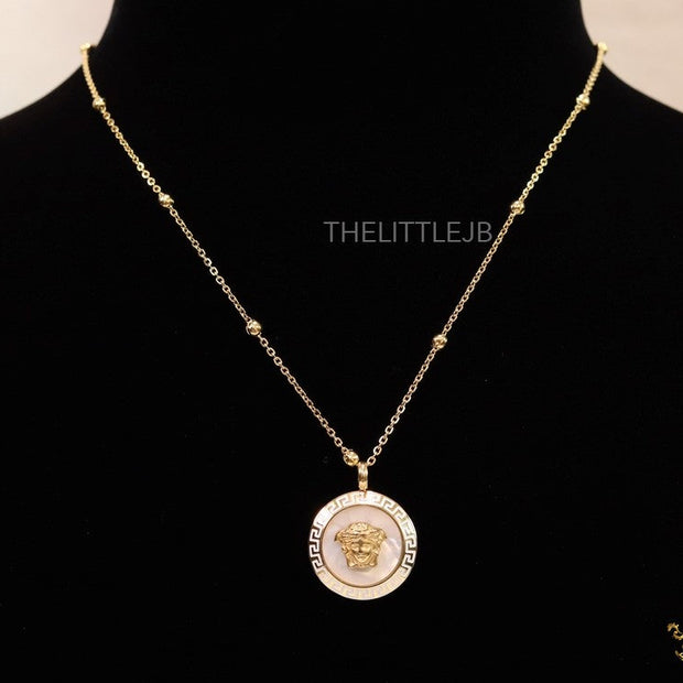 Rose gold plated Athena necklace with mother of pearl