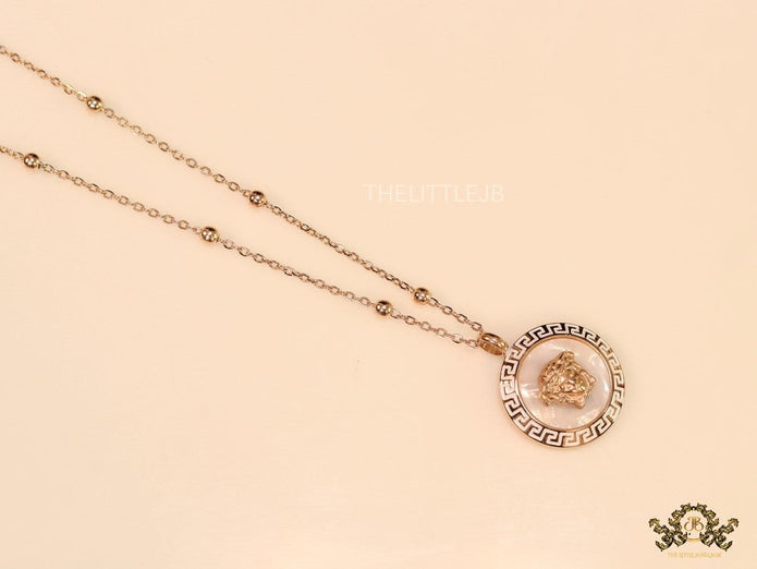 Rose gold plated Athena necklace with mother of pearl
