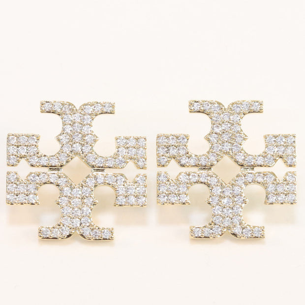 Gold plated twin T motif cz earrings