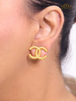 Double C hammered gold studs