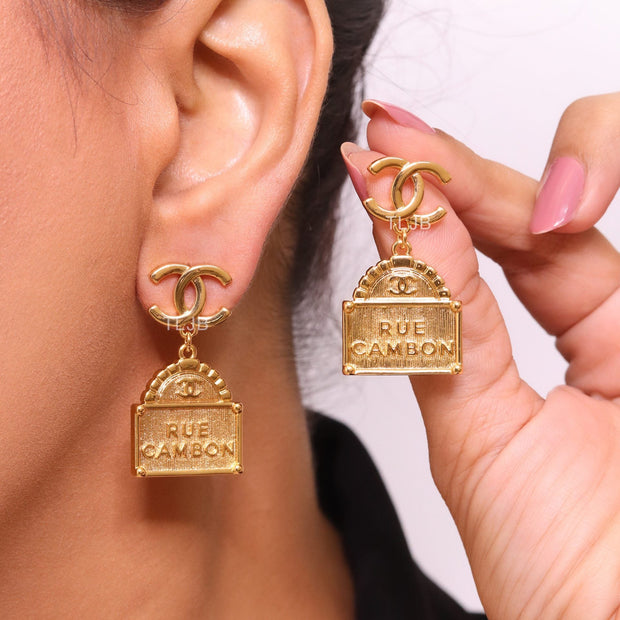Gold Double C hanging bag Earrings