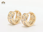 Small hoops with studded cz - Gold