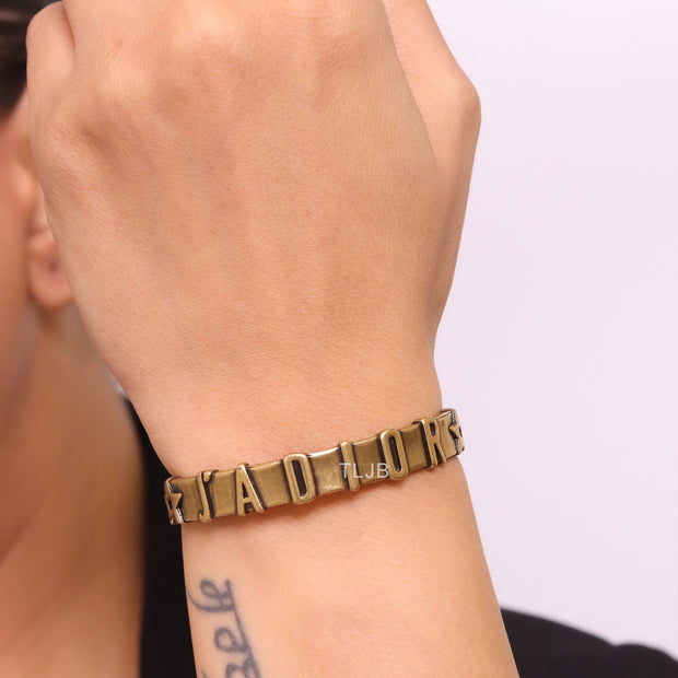 Rustic Copper Alphabet C and D open bracelet