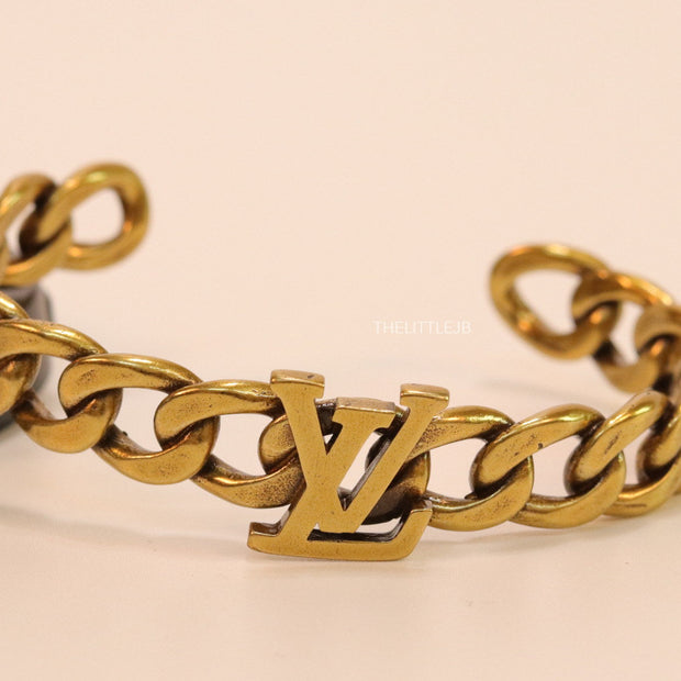 Antique Gold finish link chain bracelet with alphabets