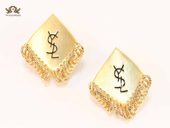 Alphabet Y gold studs with small tassels