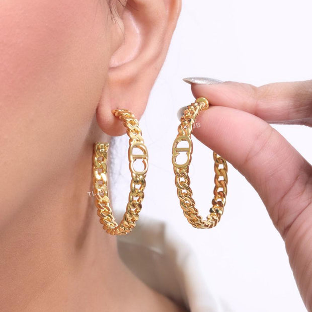 Alphabet C and D sleek link chain hoops 45 mm