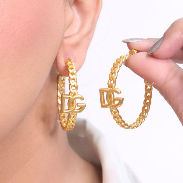 Alphabet D & G all gold link chain hoops 42 mm