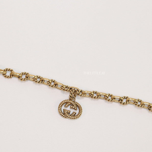 Fancy link chain antique gold finish bracelet with double G motif