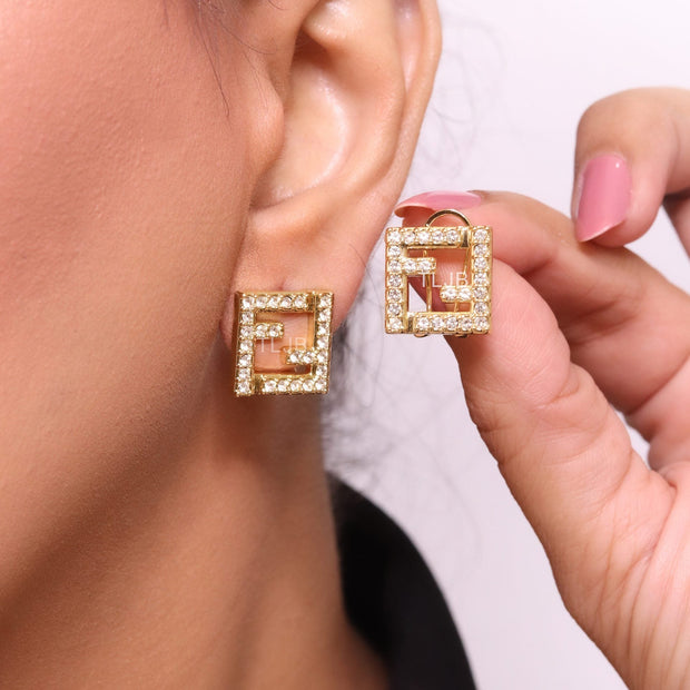 Double F cz earrings