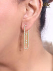 Alphabet MSSK Gold sleek Cz earrings with 3 stones