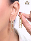Alphabet MSSK Gold sleek Cz earrings with 3 stones