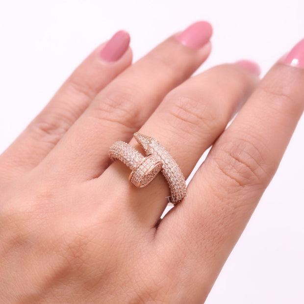 Rose Gold plated Screw cz ring