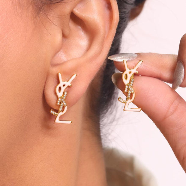 Alphabet Y & L  white cz studs