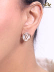 Alphabet L rose gold round studs 16 mm