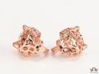 Rose gold plated panther face clip back studs in cutwork