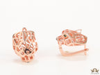 Rose gold plated panther face clip back studs in cutwork