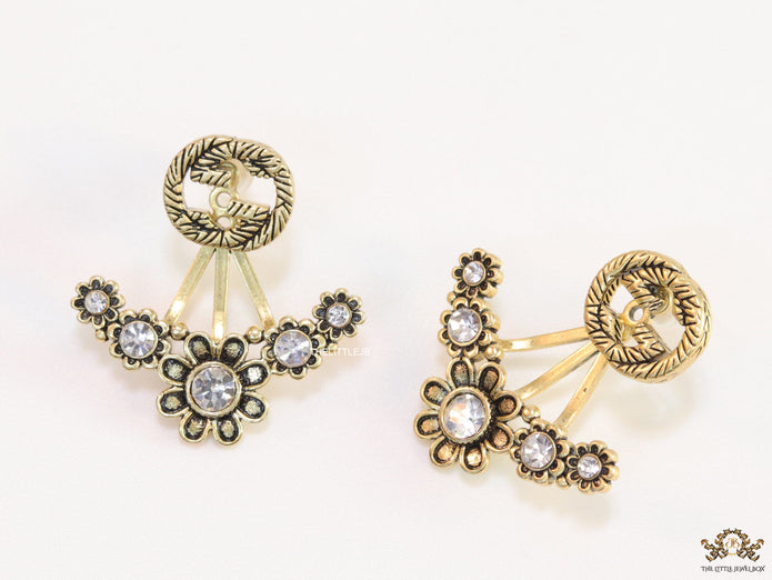 Antique gold plated twin G and floral earrings