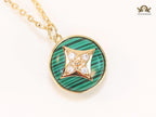 Green clover with enamel chain