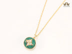 Green clover with enamel chain