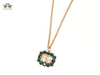 Rustic double g with green stones