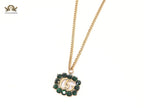 Rustic double g with green stones
