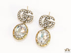 Rustic double G earrings with white drop