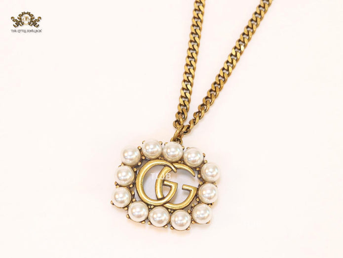 Rustic double g with pearls chain