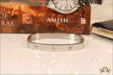Men's Screw and zircon platinum finish bracelet rectangle shape