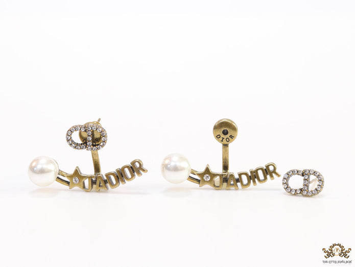 Cz studded alphabet earrings with pearl