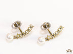 Cz studded alphabet earrings with pearl