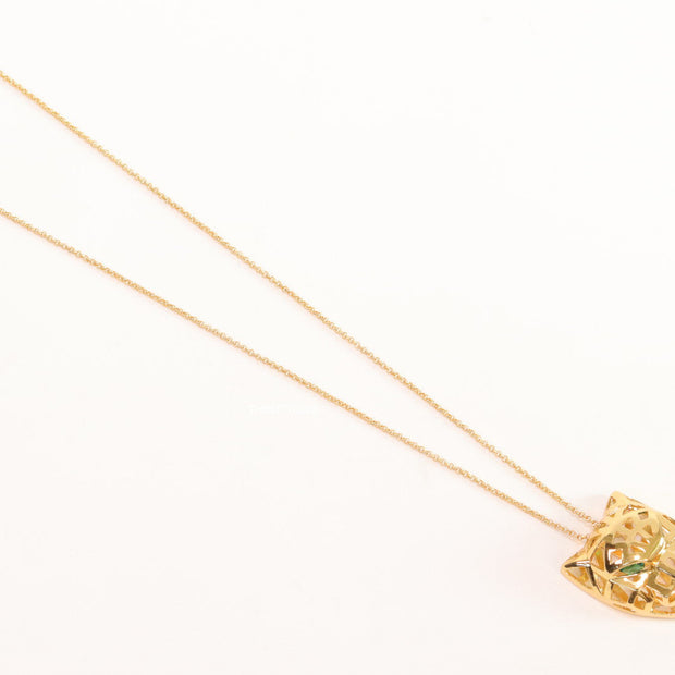 Gold plated chain necklace with Golden 3D Panther face pendant