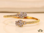 Gold plated cz panther open bracelet